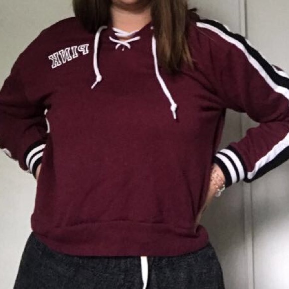 ❤️ VS Pink Maroon/purple Cropped Hoodie - Picture 1 of 6